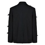 SUPER WHOLESALE |Pearl-Embellished Feather Blazer