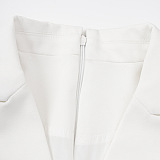 SUPER WHOLESALE | Button-Up Black-And-White Color-Block Blazer Dress