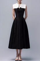 SUPER WHOLESALE | Sleeveless Black-And-White Cape Dress