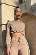 SUPER WHOLESALE |Solid Color Round-Neck Cropped Sweatshirt With Embroidered Lettering