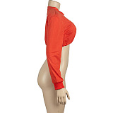 SUPER WHOLESALE |Solid Color Round-Neck Cropped Sweatshirt With Embroidered Lettering