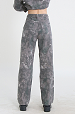 SUPER WHOLESALE | Multi-Pocket Washed High-Waist Camouflage Cargo Wide-Leg Jeans for Women