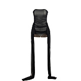 SUPER WHOLESALE | Sleeveless Strapless Ribbon Detail Short Bodycon Dress