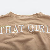 SUPER WHOLESALE |Solid Color Round-Neck Cropped Sweatshirt With Embroidered Lettering