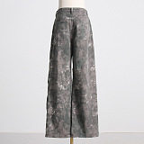 SUPER WHOLESALE | Multi-Pocket Washed High-Waist Camouflage Cargo Wide-Leg Jeans for Women