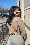 SUPER WHOLESALE |Solid Color Round-Neck Cropped Sweatshirt With Embroidered Lettering