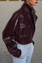 SUPER WHOLESALE | V-Neck Short Leather Jacket