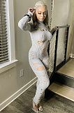 SUPER WHOLESALE | Ripped Slim Fit Knit Bodysuit in Grey
