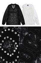 SUPER WHOLESALE | Loose Beaded Embroidered Patchwork Long-Sleeve Top