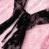 SUPER WHOLESALE | Lace Trim Patchwork Long-Sleeve Top and Skirt Set