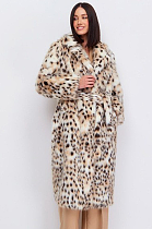 SUPER WHOLESALE | Leopard Print Faux Fur Coat with Fox Fur Long Overcoat