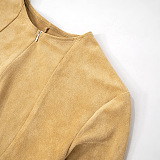 SUPER WHOLESALE | Zipper High-Neck Fitted Long-Sleeve Bodysuit Shorts