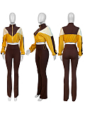SUPER WHOLESALE | Color-Block Cropped High-Waist Flared Two-Piece Set