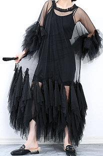 SUPER WHOLESALE | Multi-Layered Hem Ruched Mesh Skirt