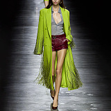 SUPER WHOLESALE | Fringe-Decorated Long Trench Coat