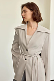 SUPER WHOLESALE | Navy Collar Tie-Waist Loose Blazer