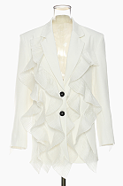 SUPER WHOLESALE | Pleated Patchwork Blazer White