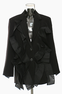 SUPER WHOLESALE | Pleated Patchwork Blazer Black