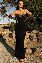 SUPER WHOLESALE | Black Lace Patchwork Evening Party Dress