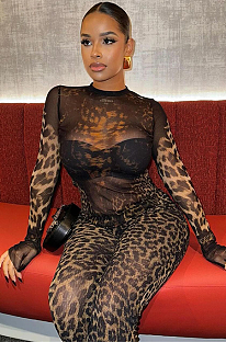 SUPER WHOLESALE | Leopard See-through Jumpsuit