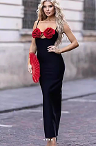 SUPER WHOLESALE | 3D Flower Fitted High-Waist Slimming Bandage Dress in Red