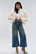 SUPER WHOLESALE | Faux Mink Fur Short Coat in White