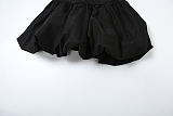 SUPER WHOLESALE | Short Sleeve Strapless Hollow High-End Velvet Patchwork Bubble Dress