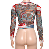 SUPER WHOLESALE | Half High Collar Long Sleeve Mesh T-shirt