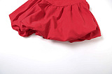 SUPER WHOLESALE | Solid Color Puff Sleeve Short Dress
