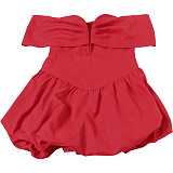 SUPER WHOLESALE | Solid Color Puff Sleeve Short Dress