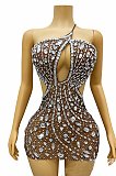 SUPER WHOLESALE | Hanne Backless Rhinestone Mesh Mini Dress In Silver