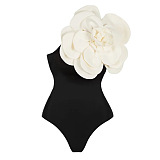 SUPER WHOLESALE | Aureliana Flower One Piece Swimsuit In Black