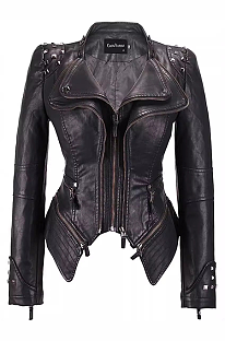 SUPER WHOLESALE |  Studded Zipper Leather Jacket