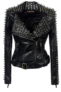 SUPER WHOLESALE |  Studded Zipper Leather Jacket