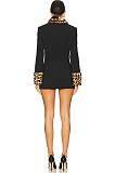 SUPER WHOLESALE |  Leopard Print Patchwork Slim-Fit Jacket and Shorts Two-Piece Set