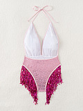 SUPER WHOLESALE | Sequin Fringe One Piece Swimwear