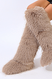 SUPER WHOLESALE | Furry Ankle Height Teddy Boots in Brown