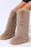 SUPER WHOLESALE | Furry Ankle Height Teddy Boots in Brown