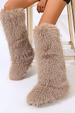 SUPER WHOLESALE | Furry Ankle Height Teddy Boots in Brown