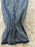 SUPER WHOLESALE | Patchwork Pants Set in Denim Blue