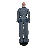 SUPER WHOLESALE | Patchwork Pants Set in Denim Blue