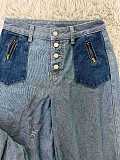 SUPER WHOLESALE | Patchwork Pants Set in Denim Blue