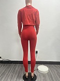 SUPER WHOLESALE | Washed Jumpsuit Set with Coat in Red