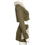 SUPER WHOLESALE | Fur Collar Jacket Set