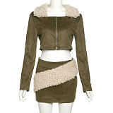 SUPER WHOLESALE | Fur Collar Jacket Set