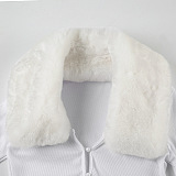 SUPER WHOLESALE | Fur Collar Skirt Set(white)
