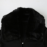 SUPER WHOLESALE | Fur Collar Skirt Set(black)