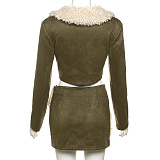SUPER WHOLESALE | Fur Collar Jacket Set
