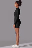 SUPER WHOLESALE | Zipped Yoga Romper(black)