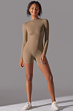 SUPER WHOLESALE | Zipped Yoga Romper(brown)